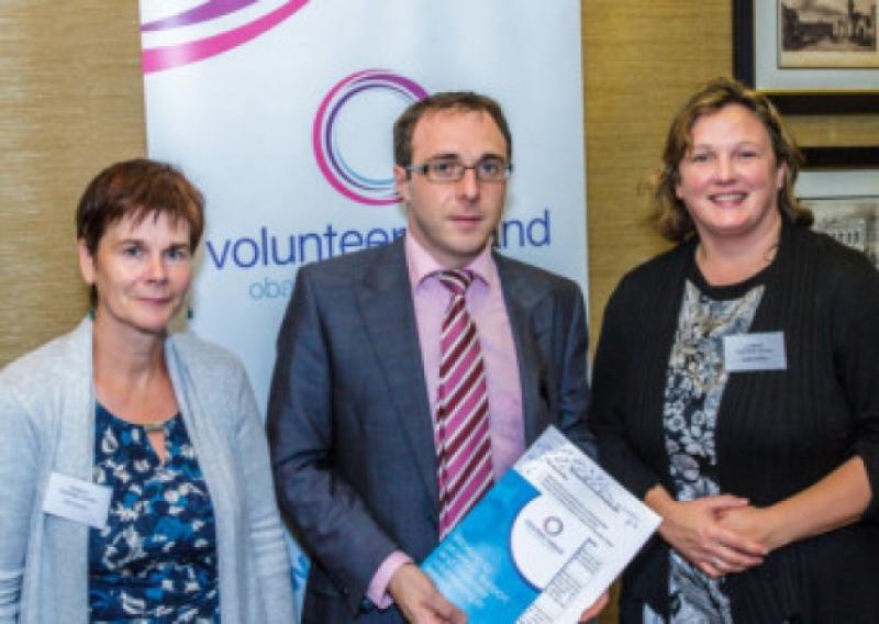 Terri Doherty and Angela Killion pictured with Robert Troy TD at Longford Volunteer Centre's annual TD Engagement event. Photo: Mark Cummins