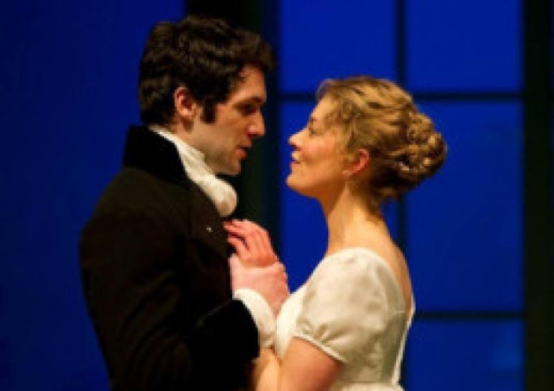 Lorna Quinn as Elizabeth Bennett with Mr Darcy, played by Sam O'Mahony, in the Gate Theatre's production of 'Pride and Prejudice'.