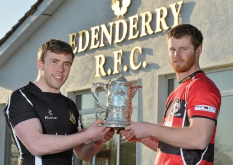 5 April 2013; In attendance at the Provincial Towns cup captains photoshoot are Longford captain Derek Farrell and Tullamore captain Aaron Deverell. Edenderry RFC, Edenderry, Co. Offaly. Picture credit: Matt Browne / SPORTSFILE *** NO REPRODUCTION FEE ***