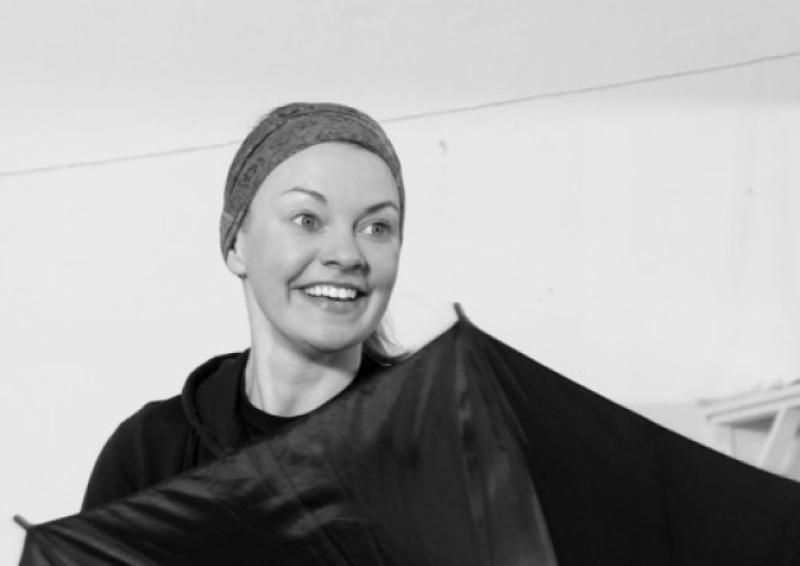 Lorna Quinn rehearsing for 'The Bridge Below the Town' by Pat McCabe, directed by Padraic McIntyre.