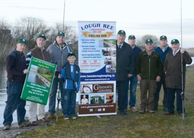 Lough Ree and Lanesboro Angling Hub members promoting their coarse angling competition which is scheduled for May 30 & 31 next. Pictured l to r are; Alan Horohoe, Joe Cribbin, Philip Gordon, Brian Byrne, Eamonn Gleeson, Alan Farrell, John Devaney, Daniel Murphy and Hugh Keane. Photo: Declan Gilmore