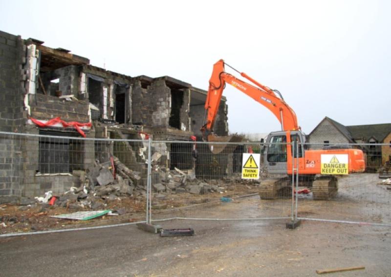 Demolition work under way at Battery Court in Longford town last week. Photo: Michelle Ghee. www.gphotos.ie