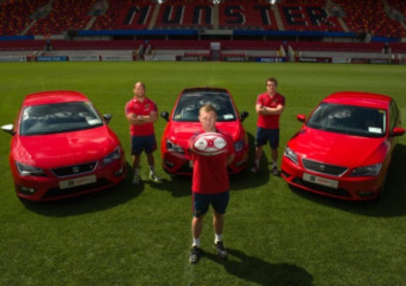 The Munster rugby team showing off the new Seat range.