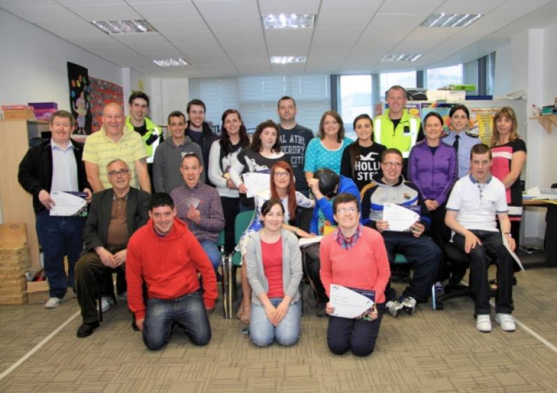 Service users, RehabCare staff, volunteers, and the Job Shadow employers pictured at Red Leaf House for the presentation of National Job Shadow Day awards. Photo: Michelle Ghee. www.gphotos.ie