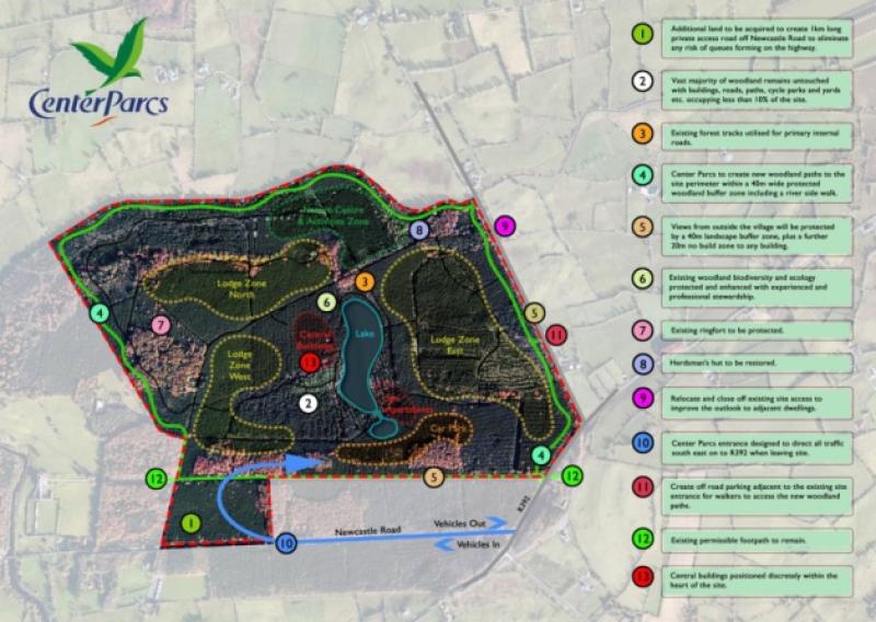 The preliminary layout for Center Parcs site at Newcastle Wood was unveiled during a Community Day in Ballymahon Library.
