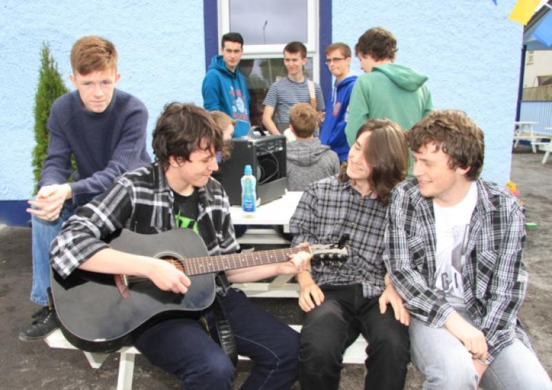 Jonathan Reilly, Conan O'Neill, Aidan Gray, and Aaron Troy wer among the visitors to the new Attic House. Photo: Michelle Ghee. www.gphotos.ie