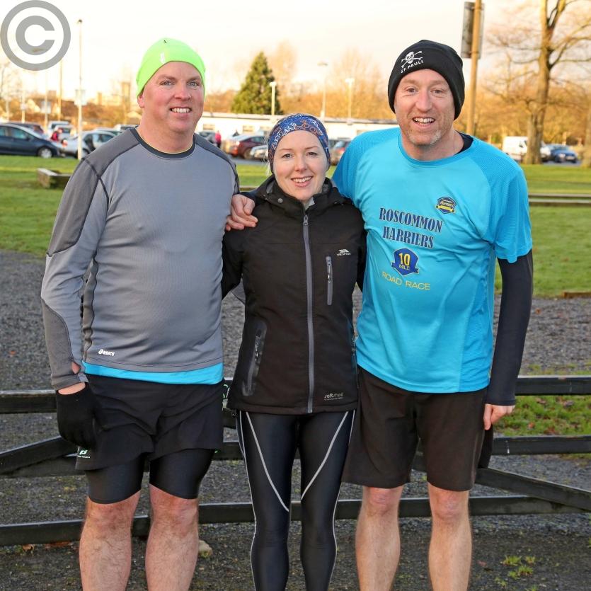 David Dolan, Collette Anderson and Peter O'Brien, Athlone Parkrun runners, took on the Longford event.  Photo by Shelley Corcoran