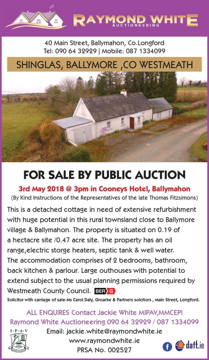 Detached cottage goes under the hammer at Ballymahon auction