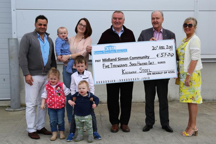 Staff of Longford company Kiernan Structural Steel Limited raise €5,700 for Midlands Simon Community