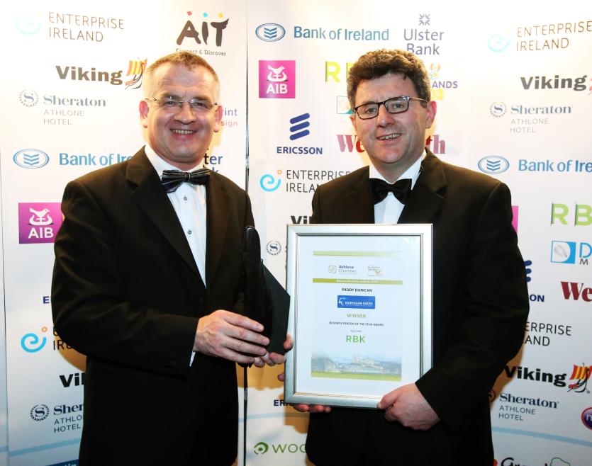 Kilbeggan Races manager Paddy Dunican wins prestigious Athlone Business Person of the Year Award
