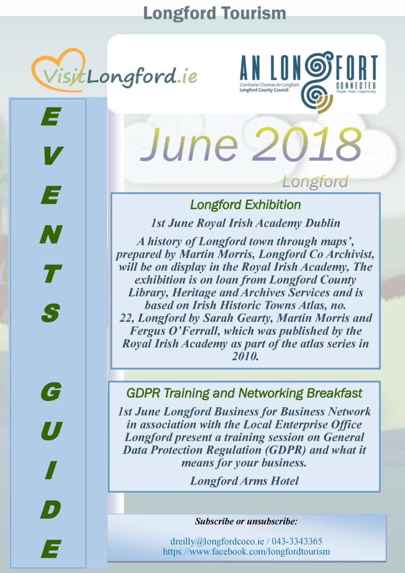 What's on - Longford Tourism event guide for June 2018