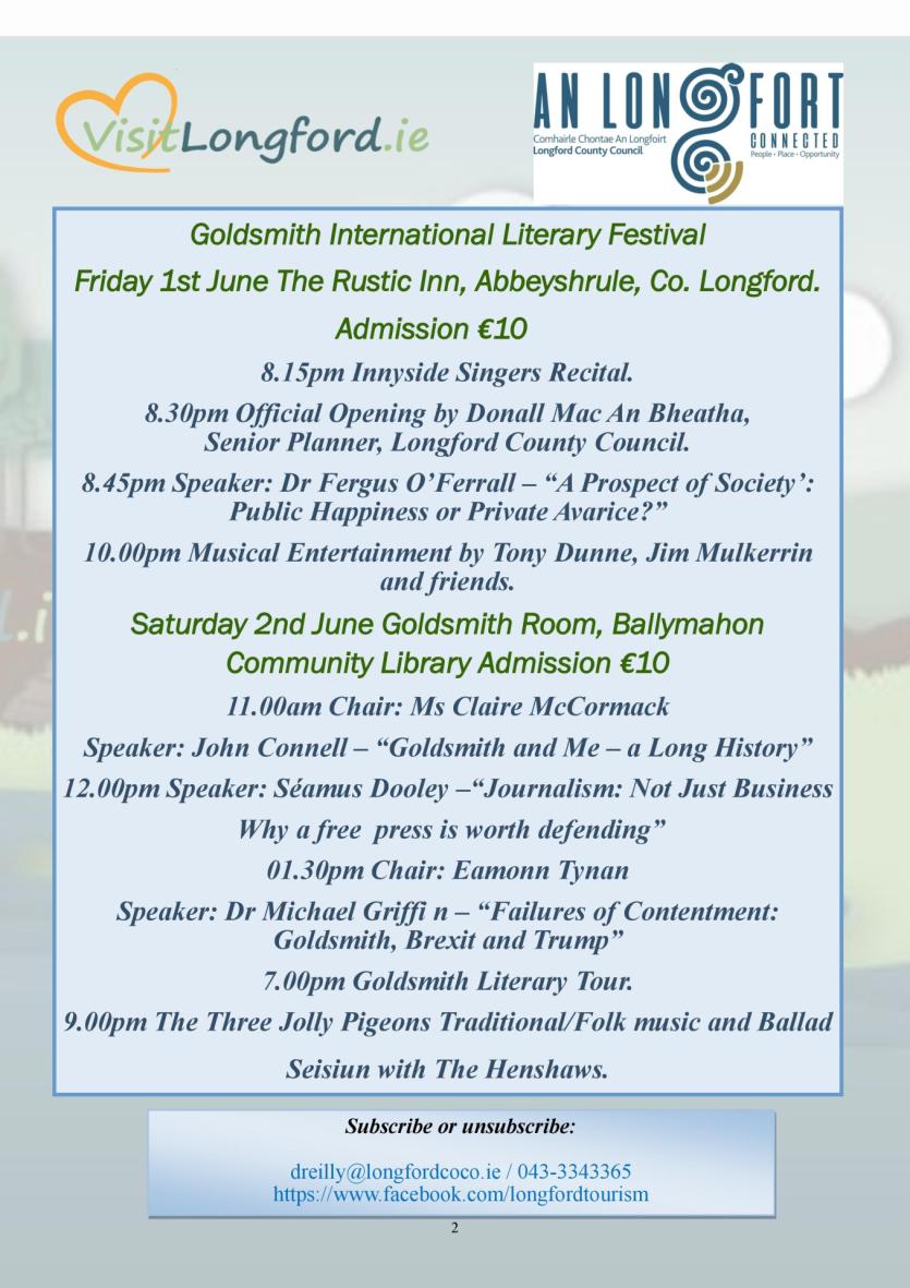 What's on - Longford Tourism event guide for June 2018