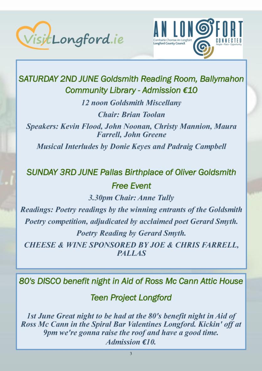 What's on - Longford Tourism event guide for June 2018