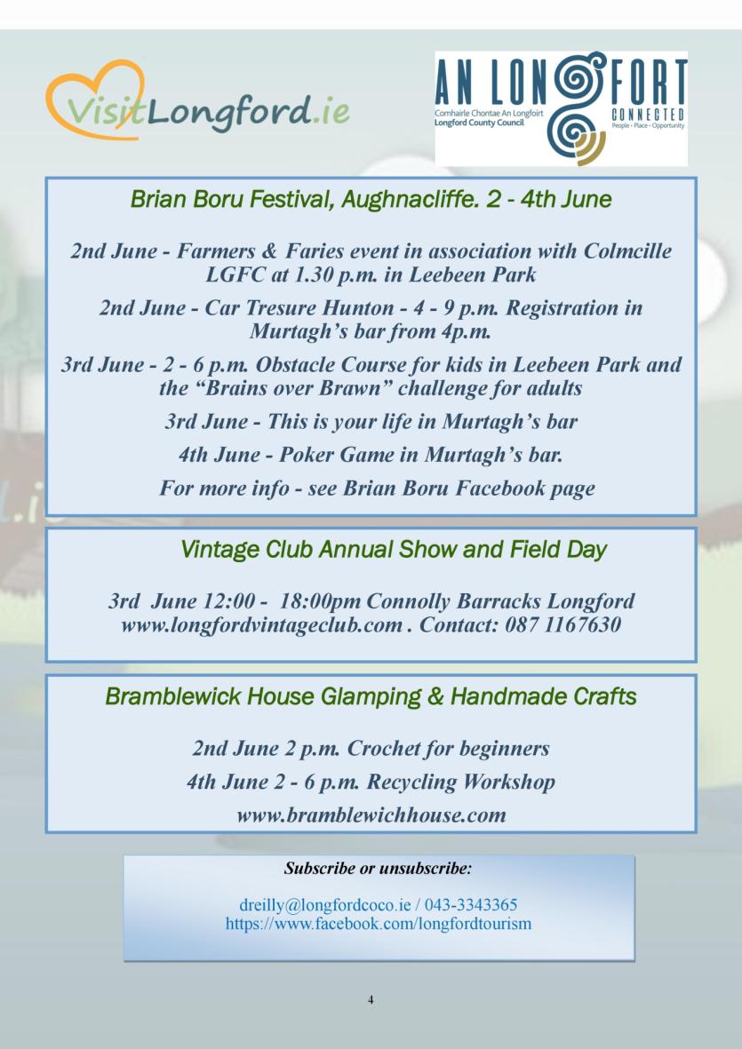What's on - Longford Tourism event guide for June 2018