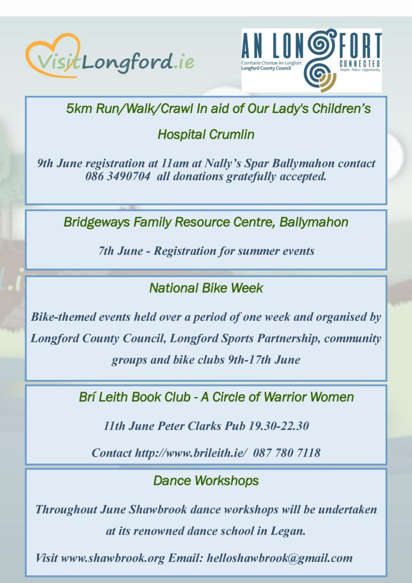 What's on - Longford Tourism event guide for June 2018