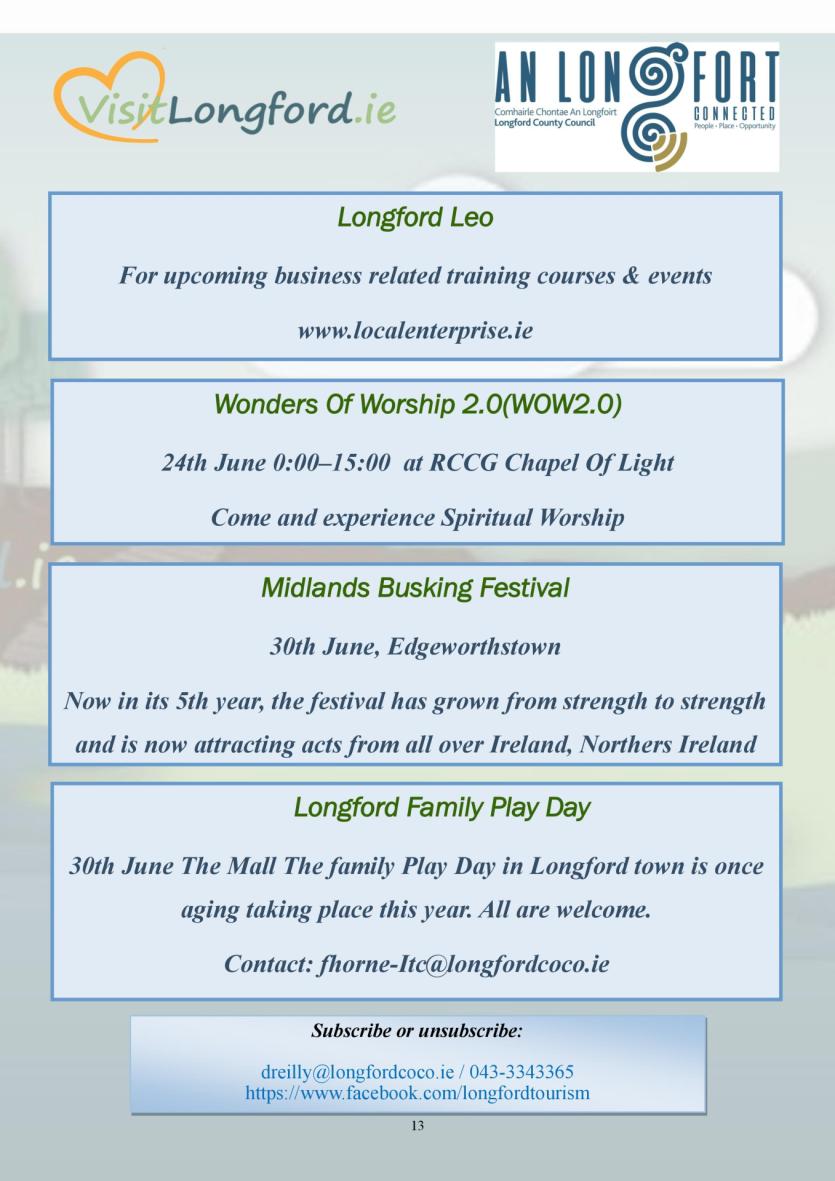 What's on - Longford Tourism event guide for June 2018