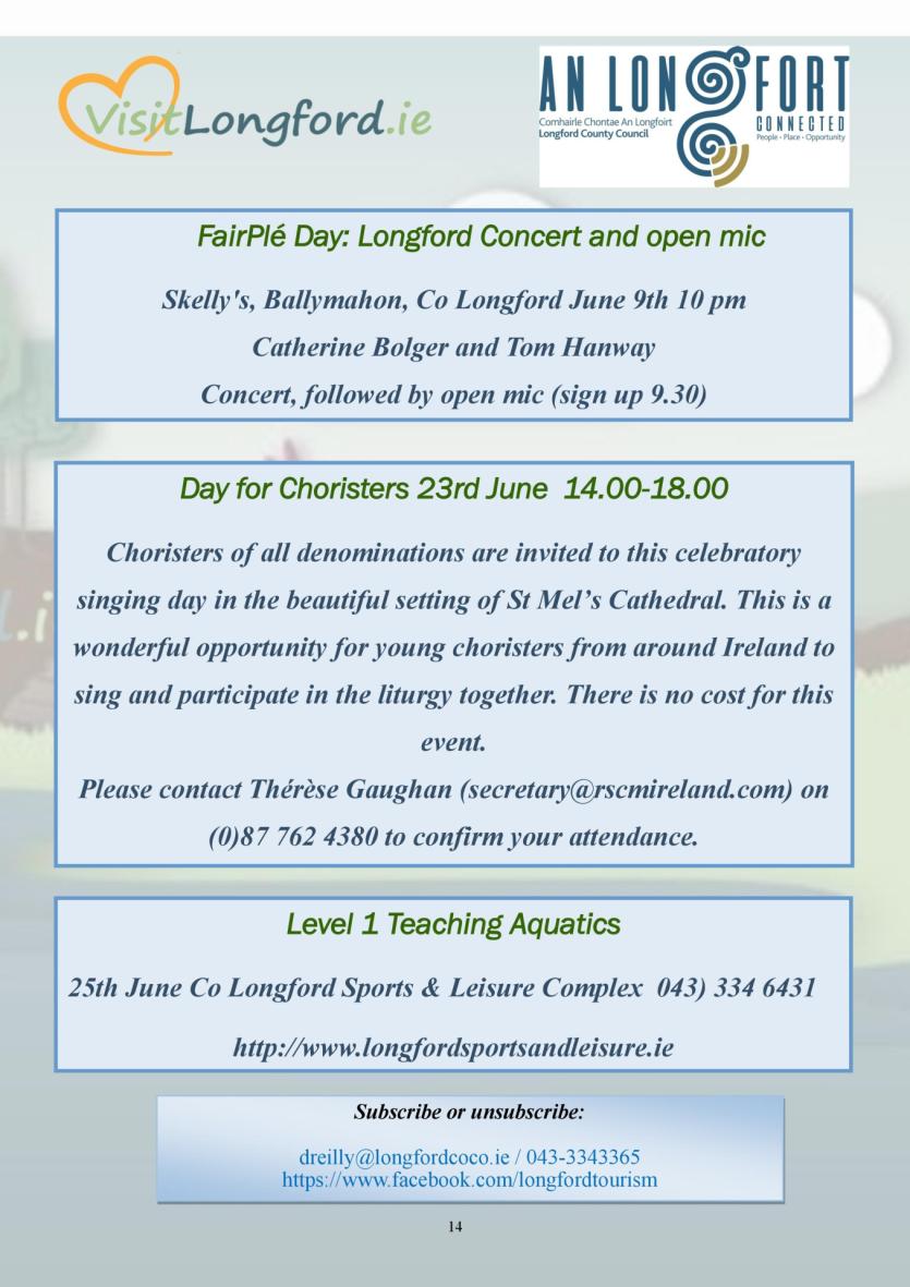 What's on - Longford Tourism event guide for June 2018