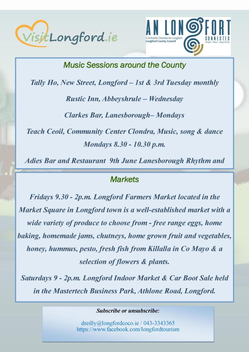What's on - Longford Tourism event guide for June 2018