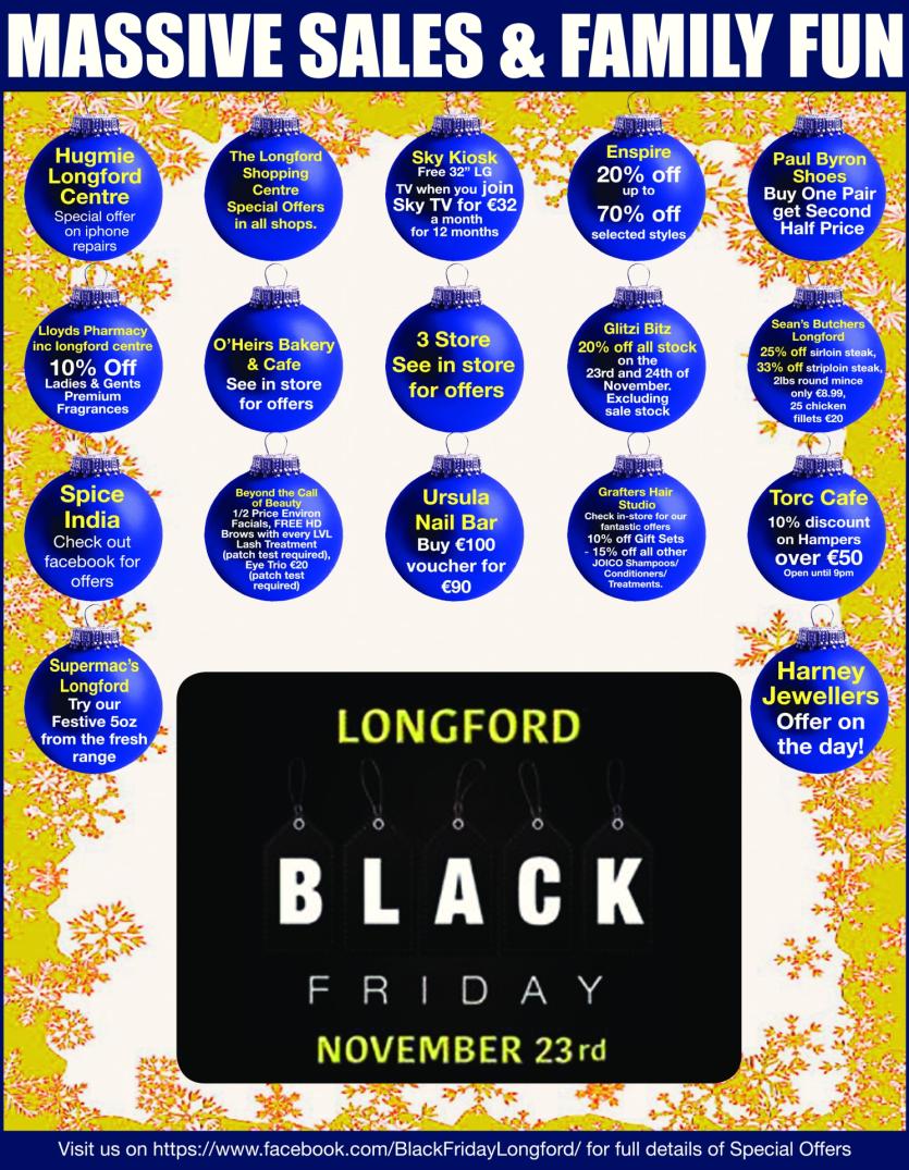 Over 100 businesses taking part in Longford Chamber of Commerce 'Black Friday'  initiative 