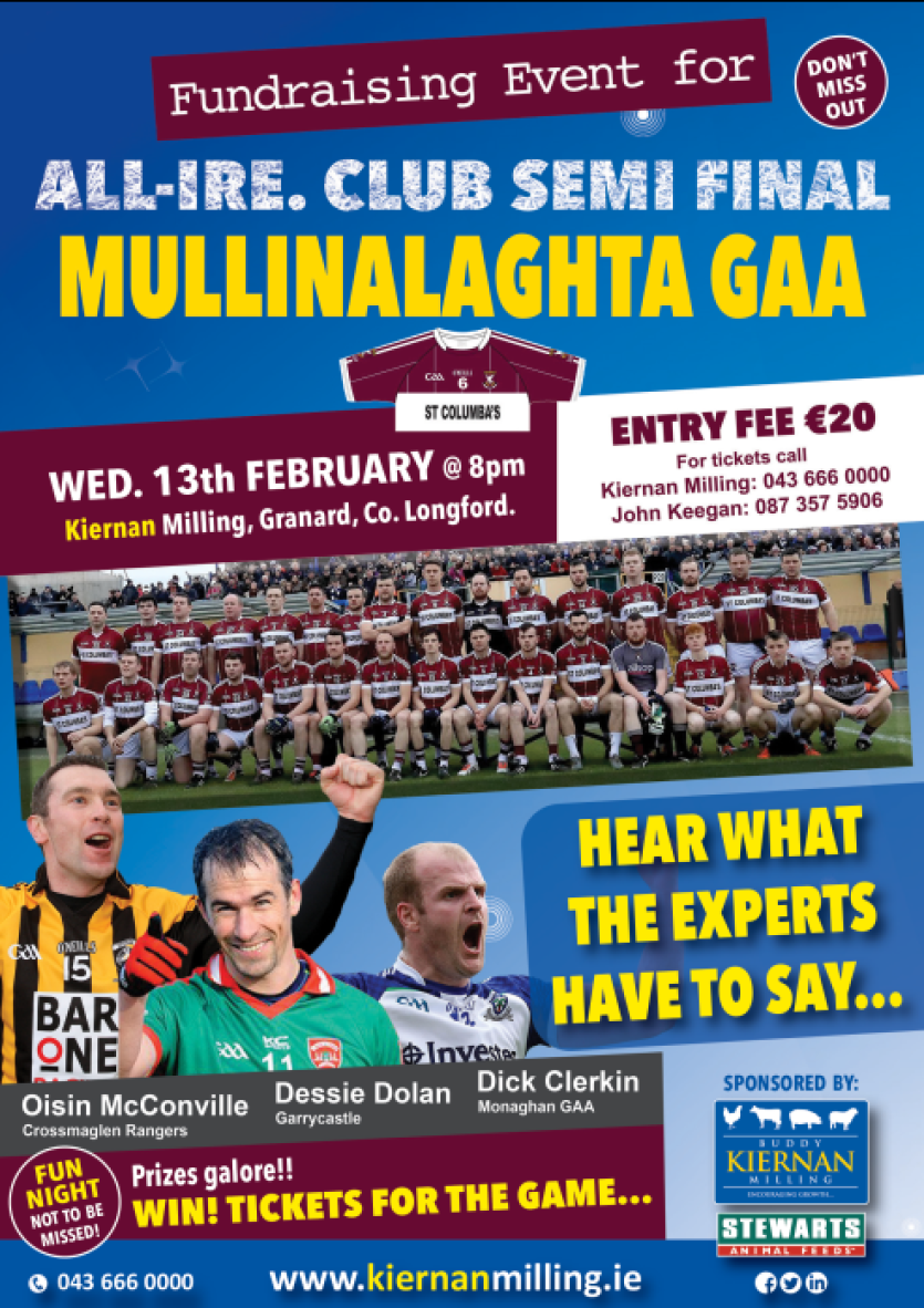 Star studded line-up for big Mullinalaghta GAA preview night in Kiernan Milling, Granard