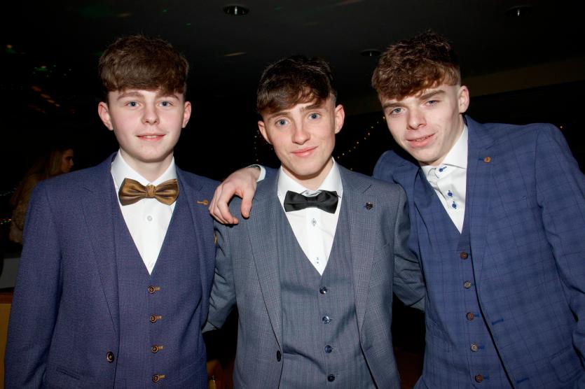 Dean Reilly, Diarmuid Boylan and Shane Hagan, suited and booted at the TY Ball. 