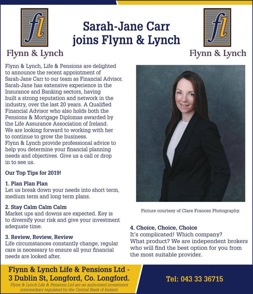 Sarah-Jane Carr joins Flynn & Lynch&nbsp;Life & Pensions Ltd, Longford