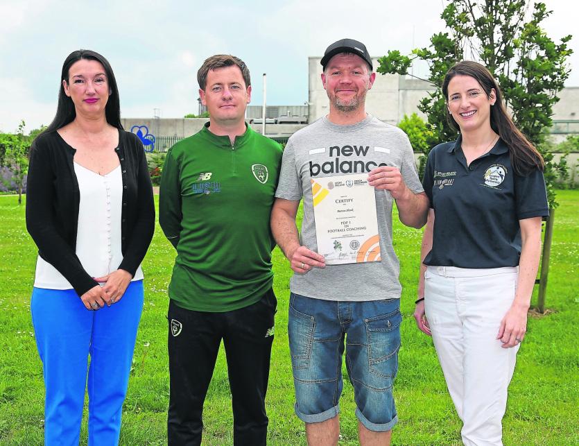Siobhan Cronogue PPN, Graham Kane (FAI Development Officer), Piotr Doroz, Sarah Mulligan (Longford Sports Partnership) Picture: Shelley Corcoran