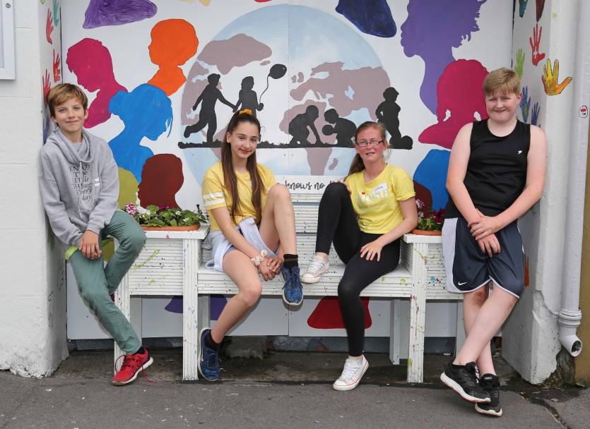 Ronan Skujins, Mia Smith, Zoey Kelly, Jack Fagan on the Buddy Bench Picture: Shelley Corcoran