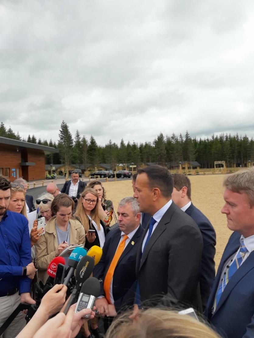 Leo Varadkar fielding questions alongside Micheál Carrigy, Minister Boxer Moran and Peter Burke