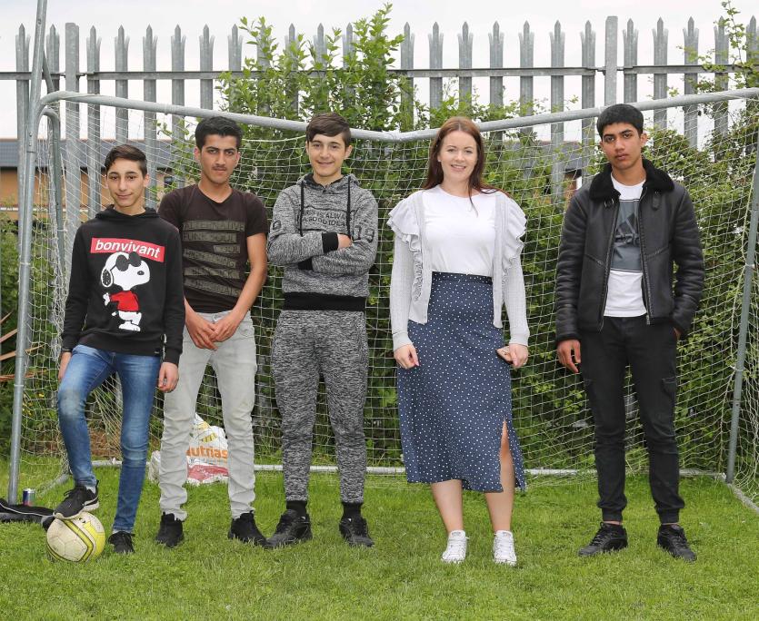 Lorna Lavery and boys at Lus na Greine playing football Picture: Shelley Corcoran