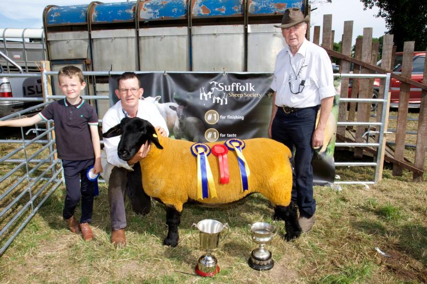 Conor Bailey with Lenneth Bailey Champion of the west of Ireland suffolk and Coote Geelan. PICTURE: MICHELLE GHEE.