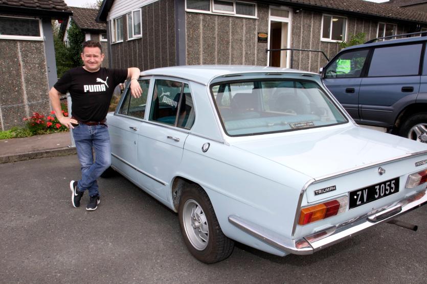 Derek Duke with his Triumph from 1975. PICTURE: MICHELLE GHEE.