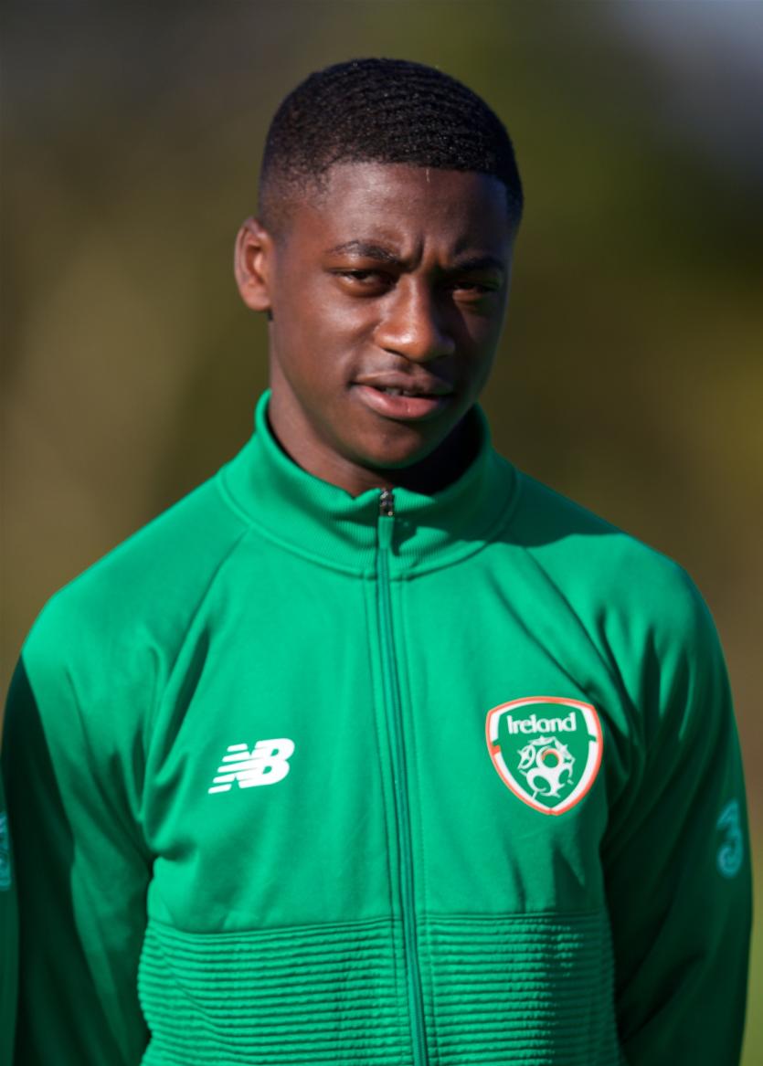 Former Melview FC player James Abankwah lines out with Republic of Ireland U16 side