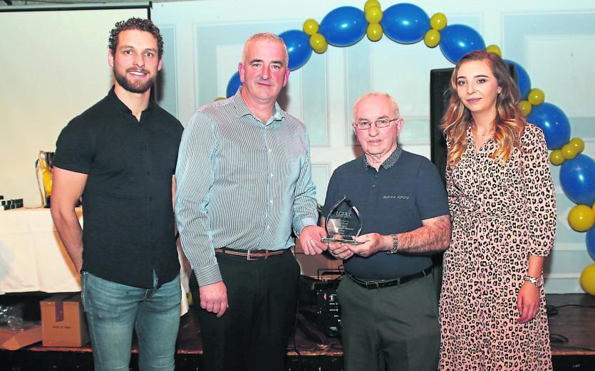 ILOL-08-11-19 Longford Ladies Presentation 01.       President of Longford LGFA Liam Forde presents trophy to Under 14 Girls managment Pat Tiernan & S