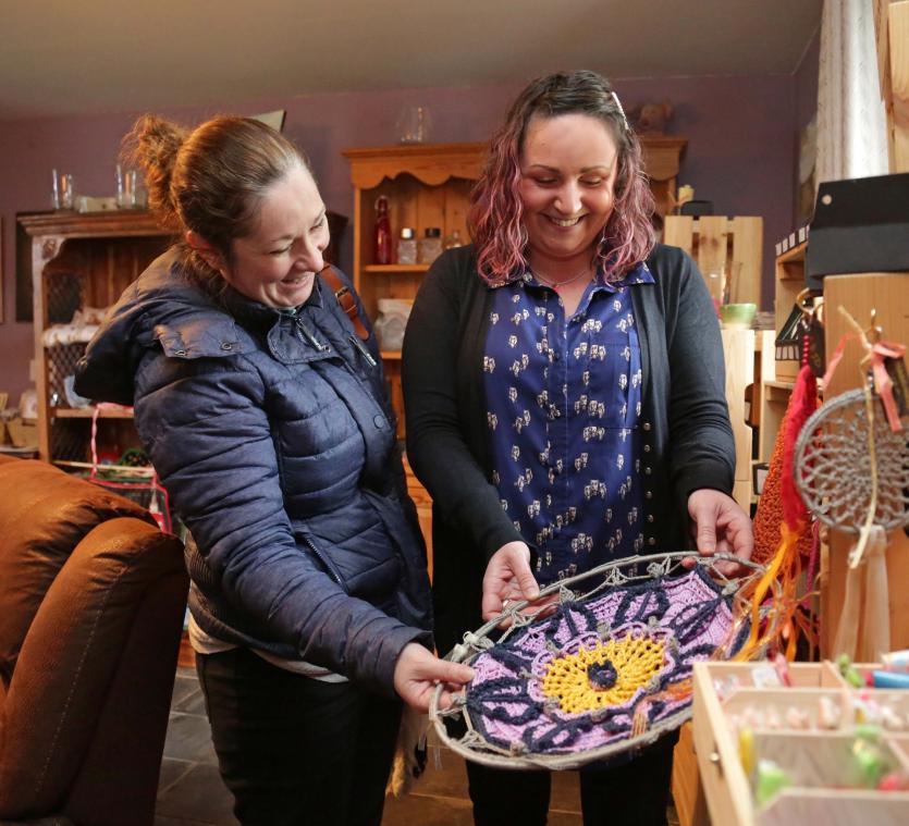 Antoinette Smith and Marie Smith take a look at some crafts PICTURE: SHELLEY CORCORAN