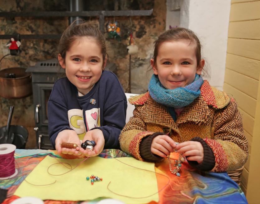 Sisters Laoise and Aoife Smith making jewellery PICTURE: SHELLEY CORCORAN