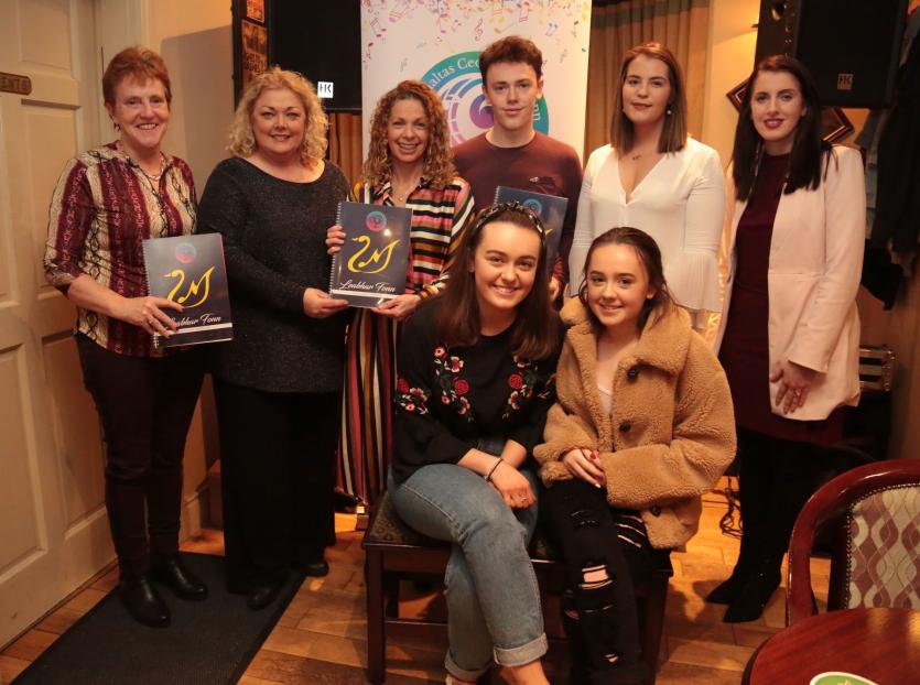 Carmel Browne(INTO CEC and Longford) Yvonne Ni Murchu, Collette Meally,  Molly and Alaidh Ni Mhuiri, Daire Ó Muirí, Deirdre O'Dowd, Carmel Flood Longf