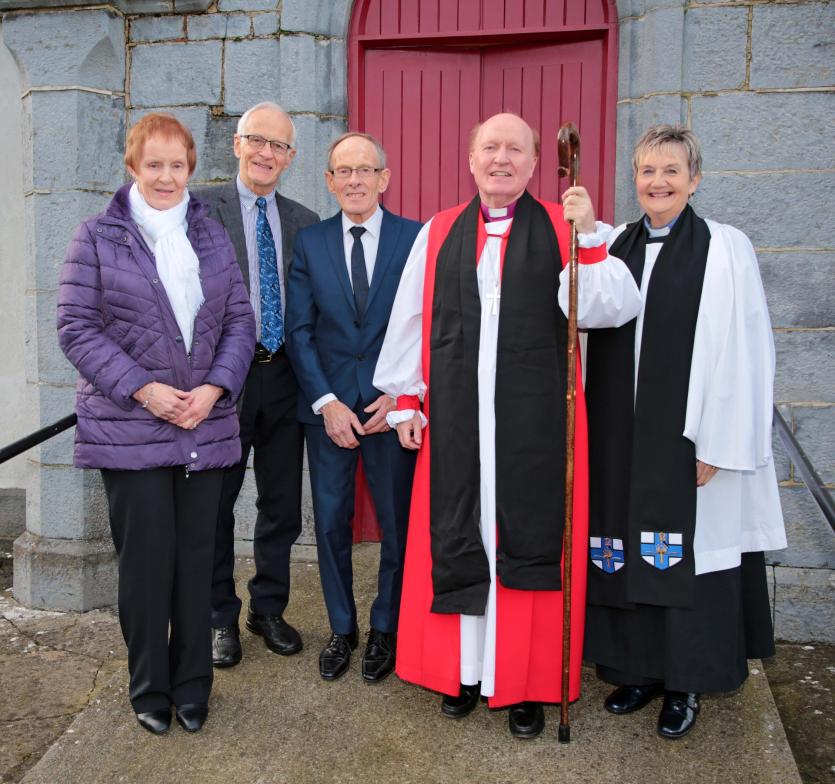 Doreen Dunlop, Richard and Bill Norris, Bishop Ferran, Canon Hazel Hicks Picture: Shelley Corcoran