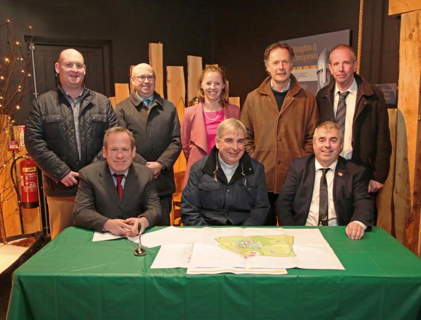 Nicholas Sweeney, Fr Simon Cadam, Boxer 'Kevin' Moran with Turloch McGovern, Terry Rooney, Lorraine O'Connor, Donal Mac An Bheatha, John Brannigan Pic