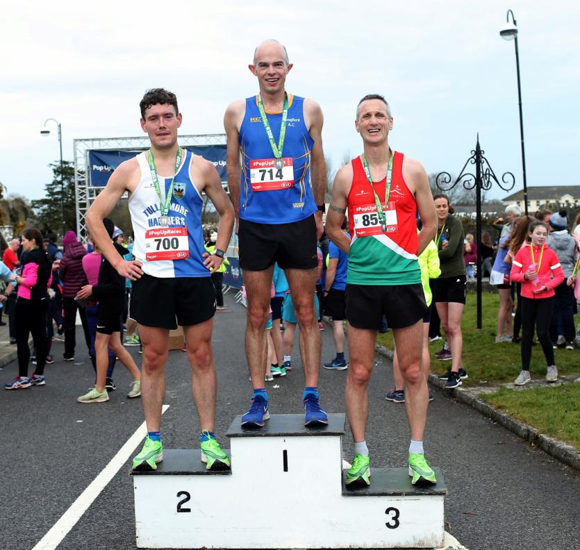 1st place Barry Sheil, Longford Athletics. 2nd Pauric Ennis, Tullamore Harriers and 3rd place Paddy O'