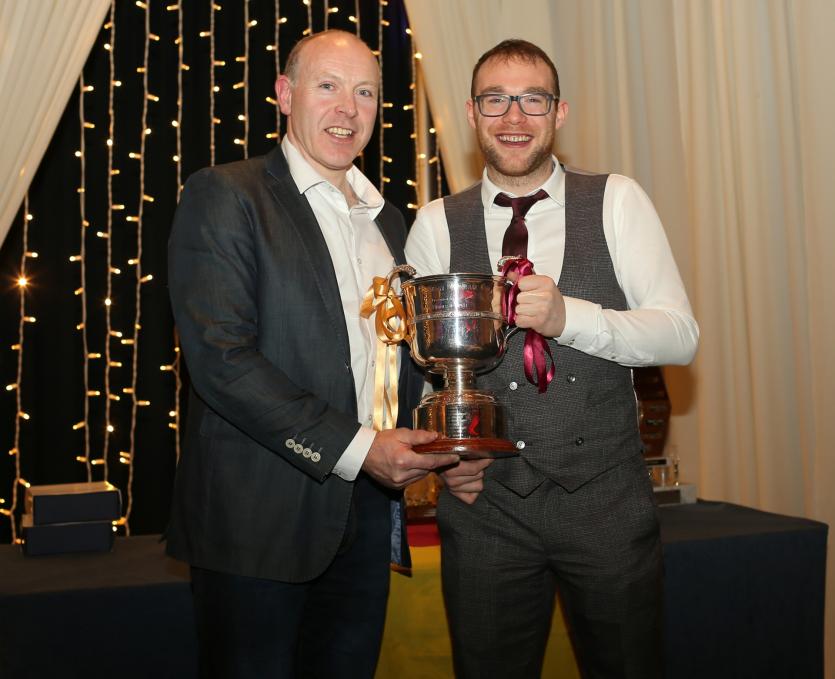 Fr Manning Gaels dinner dance 23.   Special guest Seamus Moynihan, winning captain Darren Farrell with the Gerry Hennessy intermediate cup.           