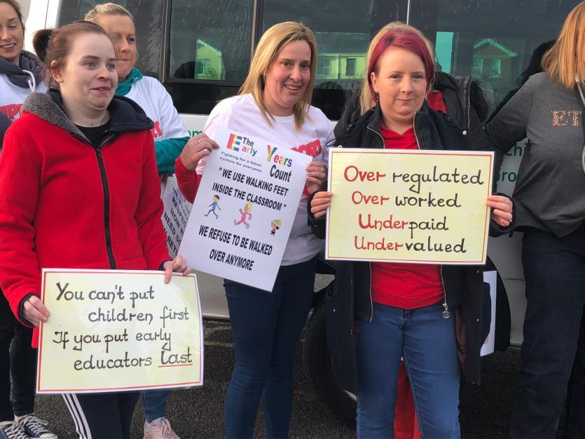 Longford Early Years workers in protest march  demanding a ‘new deal’ for childcare