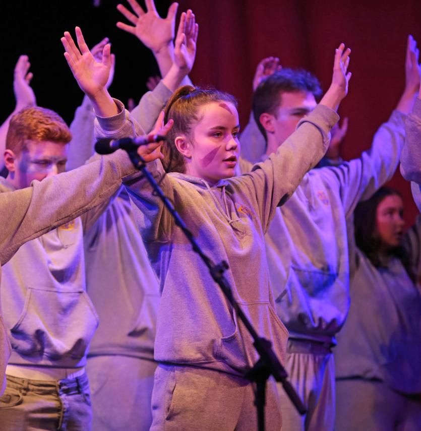  Students perform Radio Gaga from We Will Rock You at the Cnoc Mhuire Magic of the Musicals, with Jenny Purdy pictured
