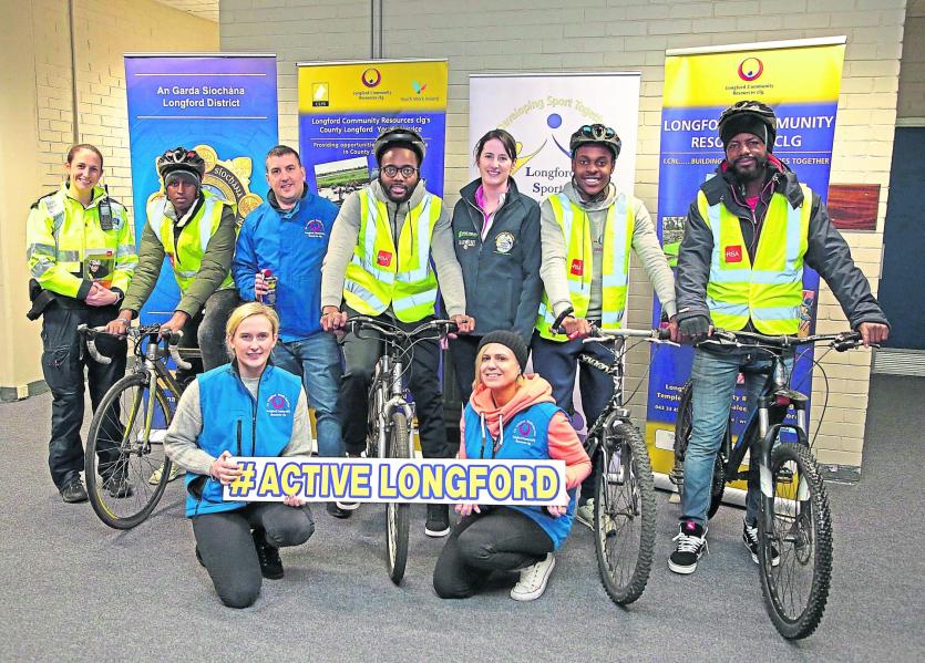 Longford Community Garda Ann Marie Durkin, Honect Ndlovu, Youth Worker with LCRL Mark Noble, Abdinassai Ali, Longford Sports Partnership Co-ordinator 