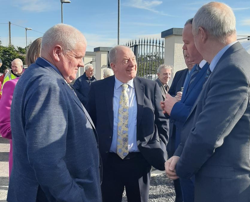 Minister Ring discuses the project with Cllr Paraic Brady, Cllr Reilly and Paddy Mahon, Longford county council