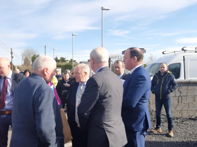 Minister Ring discusses the project with Cllr Paraic Brady, Cllr Reilly and Paddy Mahon, Longford county council