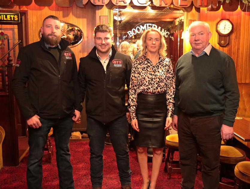 Niall McCormack and Alex Slevin (BTS), Cynthia Geelan Cruise, Charlie Lynch (Publican) Picture: Shelley Corcoran