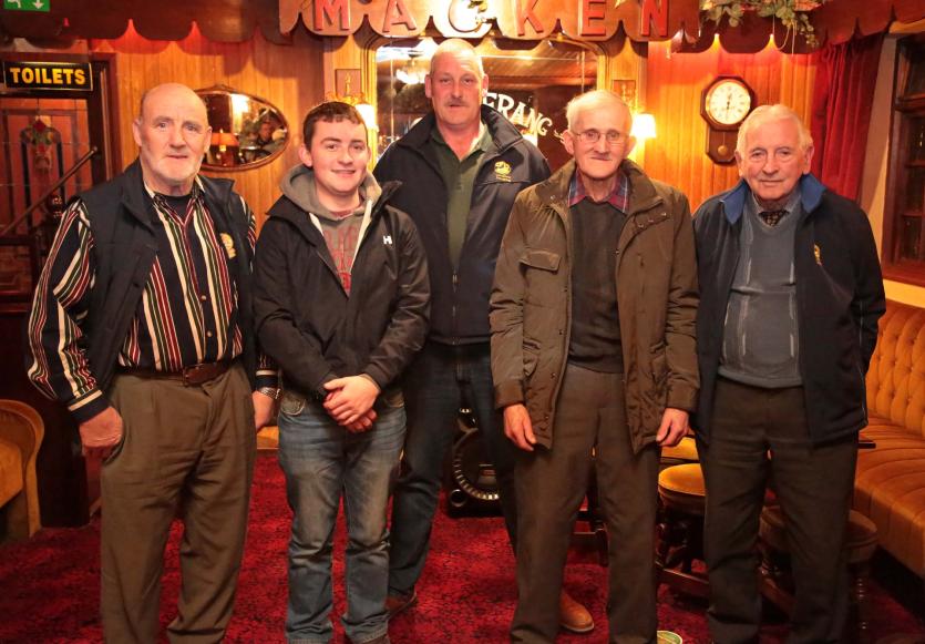 Eamon Kiernan, Rob McCormack and Stephen Cox (Members), Bernie Jordan, Brendan Quigley (Vice Pres. Ploughing) Picture: Shelley Corcoran