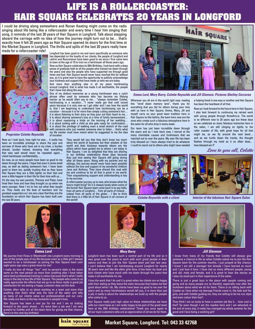 Life  is  a  Rollercoaster: Hair Square celebrates 20 years in Longford