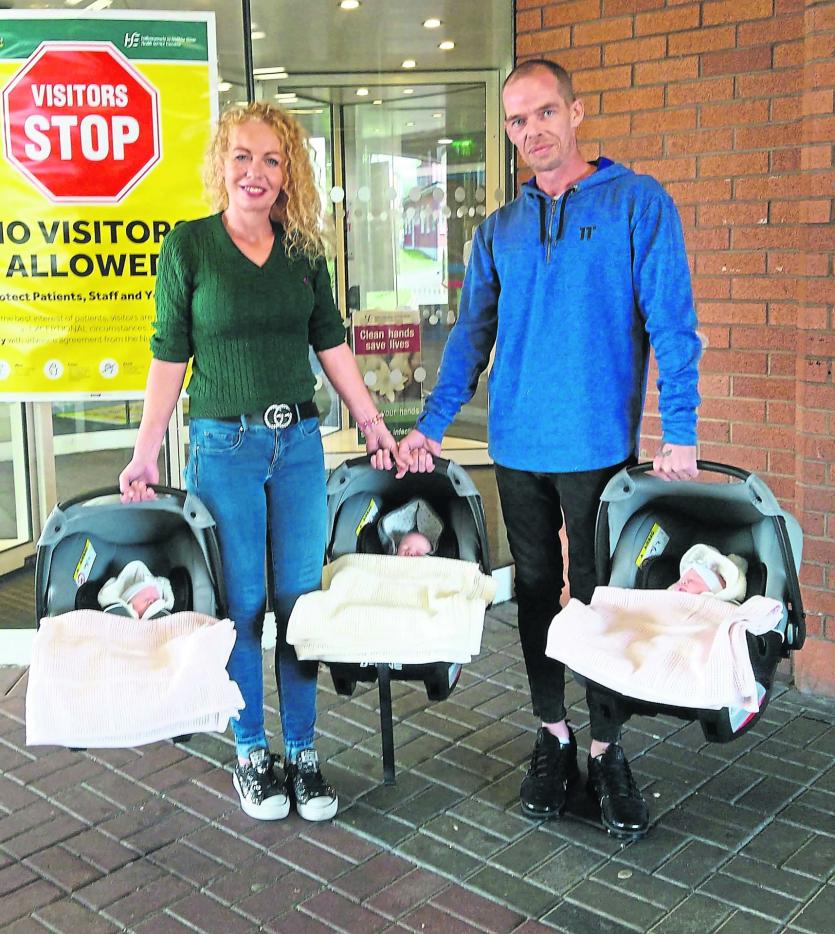 Triple joy for Longford couple as triplets are brought home
